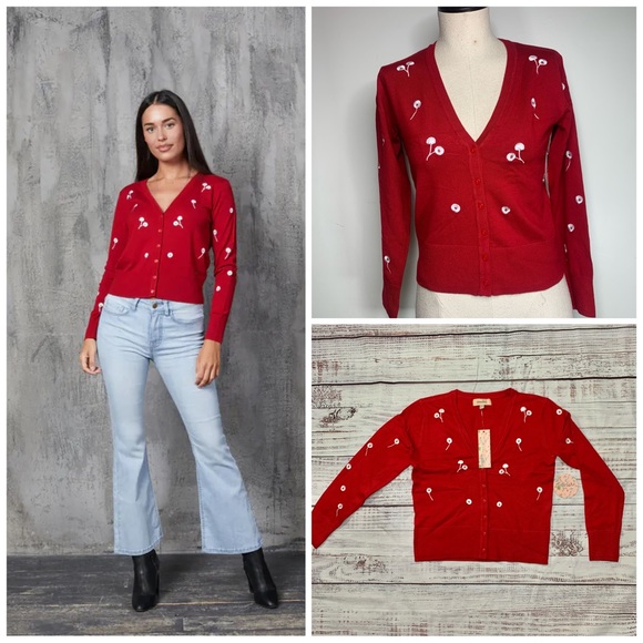 NEW Red Cherry Cardigan by Timeless London Size 6 - Picture 1 of 16